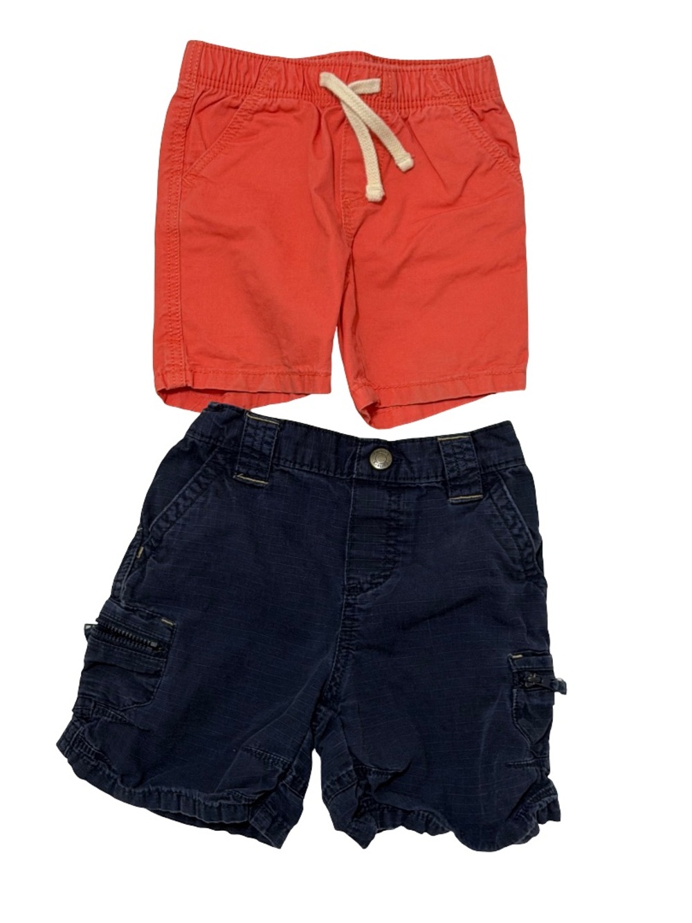 Carter's Coral Drawstring Shorts + Navy Cargo Shorts Two-Pack